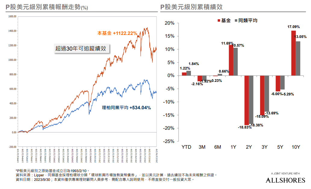 P股美元級別累積績效