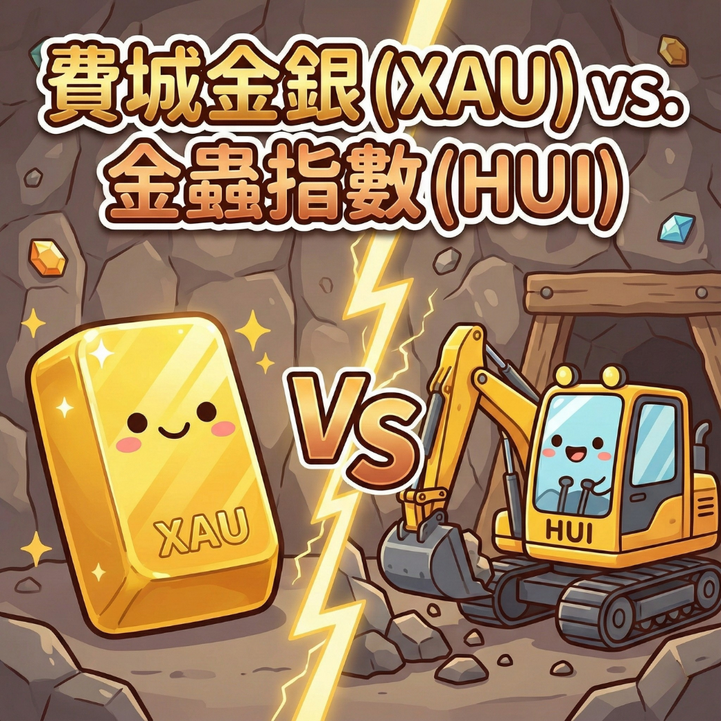 費城金銀 (XAU) vs. 金蟲指數 (HUI)：不只買黃金，看懂金礦股的「槓桿效應」與獲利秘密