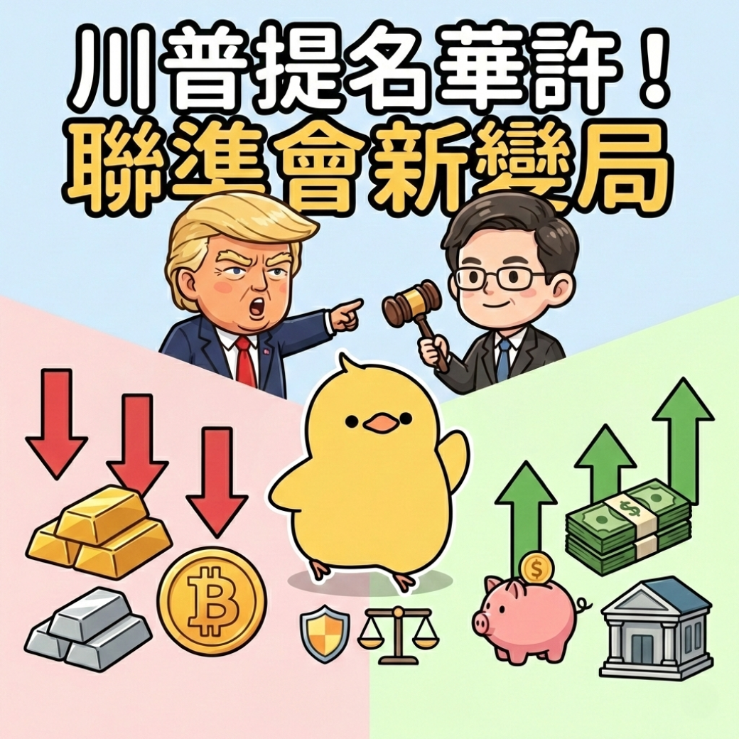 川普提名聯準會新主席！「鷹派」華許出線，黃金、比特幣震盪，解析2026新變局
